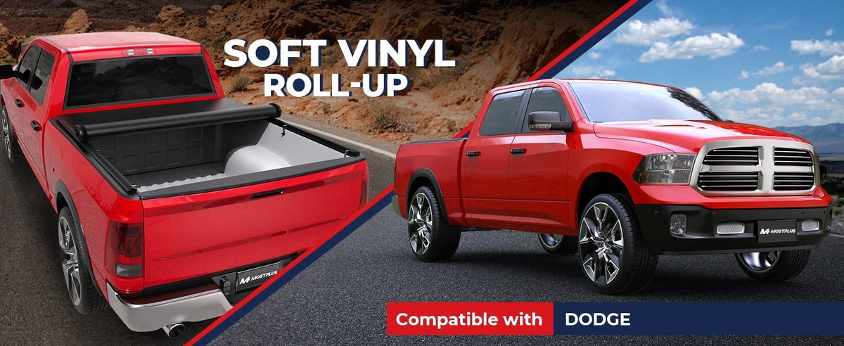 6.4FT/6.5FT Roll Up Soft Truck Bed Tonneau Cover Standard Bed Ram 1500 2500