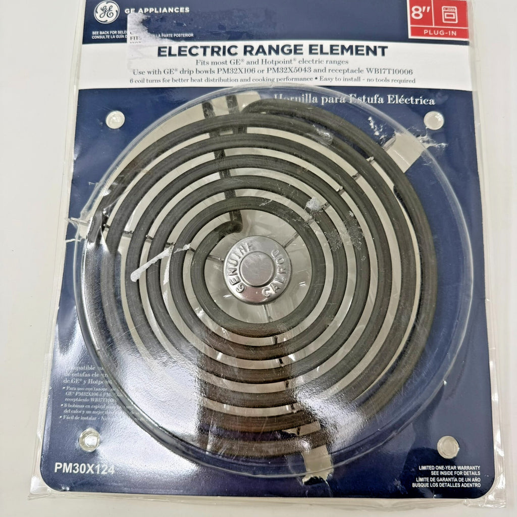 GE 8in Plug-In Electric Range Surface Burner Element Black PM30X124 Replacement