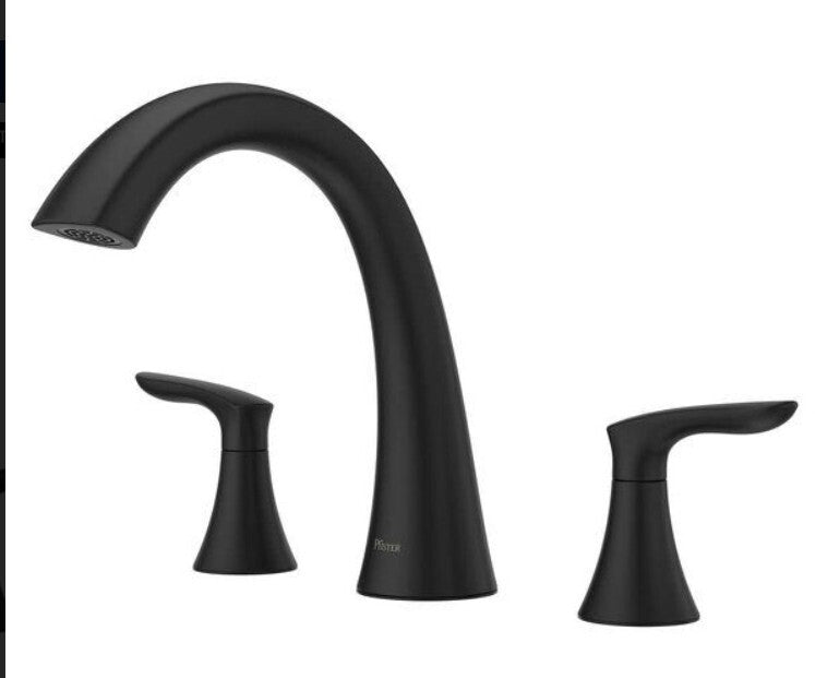 Pfister Weller Roman Bathtub Faucet 2 Handle, 3 Hole Matte Black Finish RT65WRB