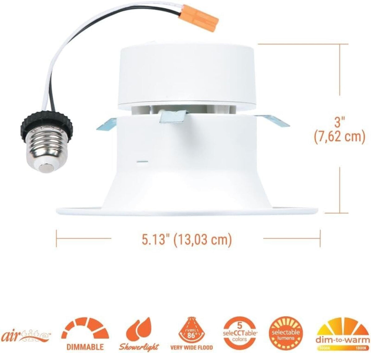 Halo RL 4 In. Canless Recessed LED Downlight, 600/900Lm, 5CCT RL4LS9FSD2W1EWH