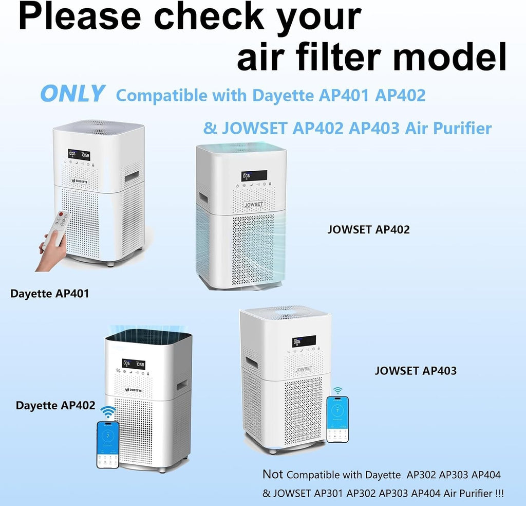 AP401 AP402, AP403 HEPA Filter for Airfire Dr. J Dayette JOWSET Air Purifier 2Pk