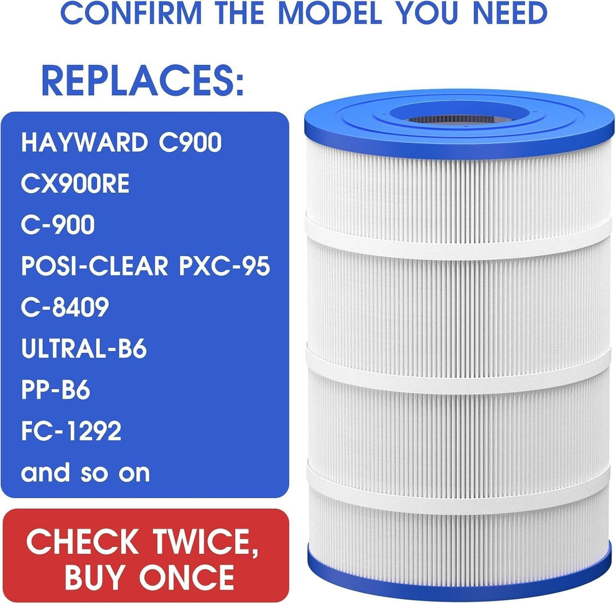 2Pack Replacement Pool Filter Cartridge Hayward C900 CX900RE Pleatco PA90 C-8409