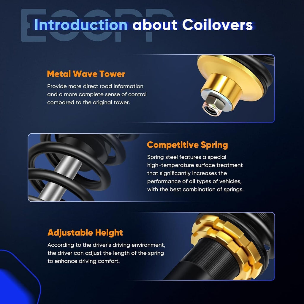 Adjustable Coilover Struts for VW Cabrio Golf Jetta Suspension Lowering Shocks