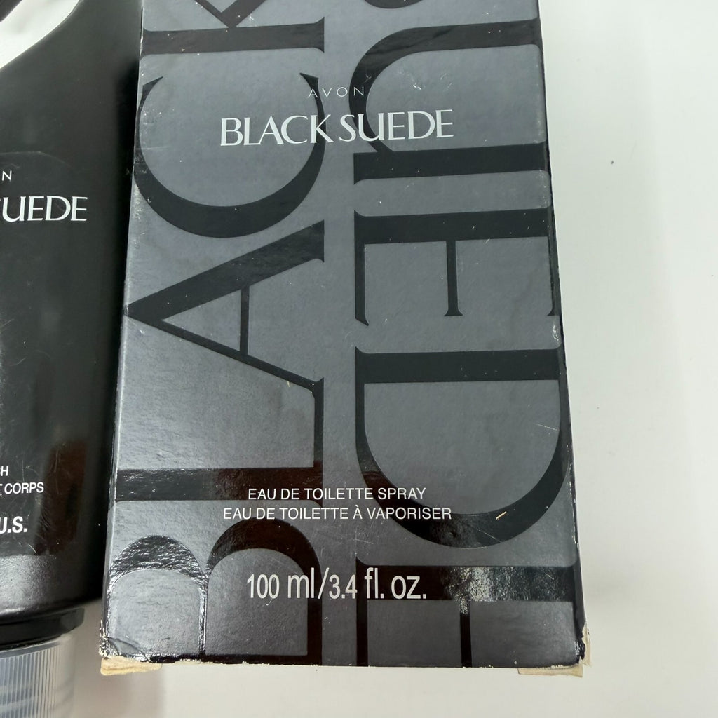 Avon Black Suede Set w/ Eau De Toilette Spray 3.4, Oz Bar Soap & Hair&Body Wash
