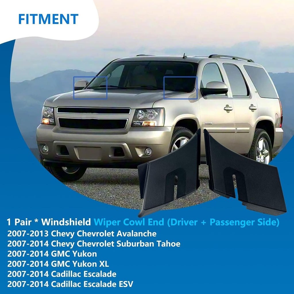 Windshield Wiper Cowl End Air Inlet Panel Black Replacement for GM Large SUVs