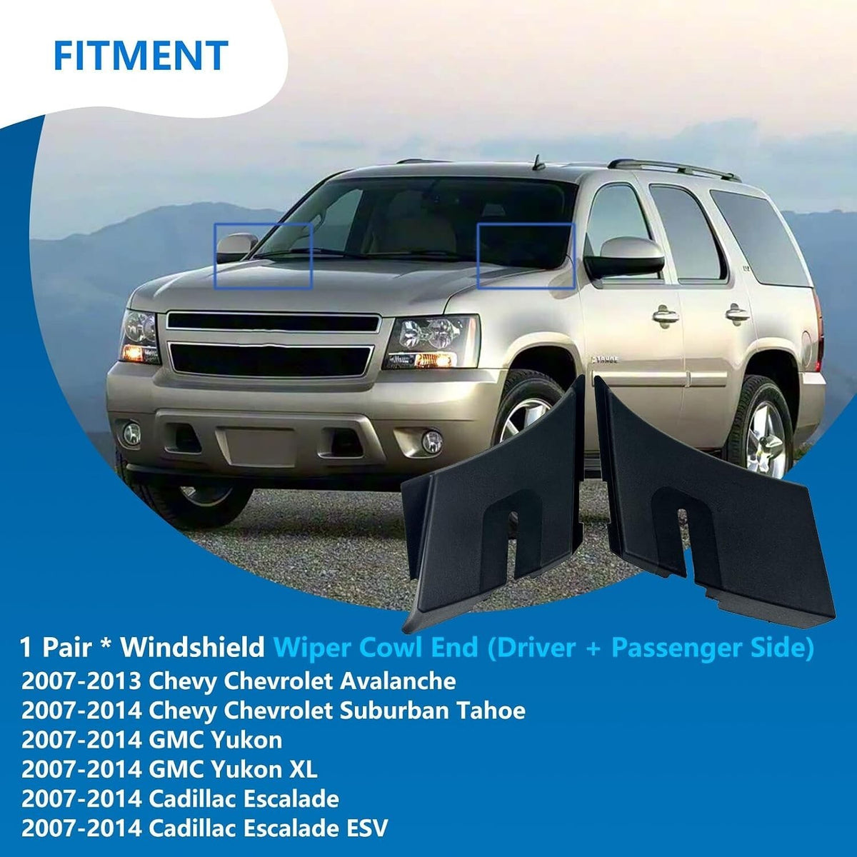 Windshield Wiper Cowl End Air Inlet Panel Black Replacement for GM Large SUVs