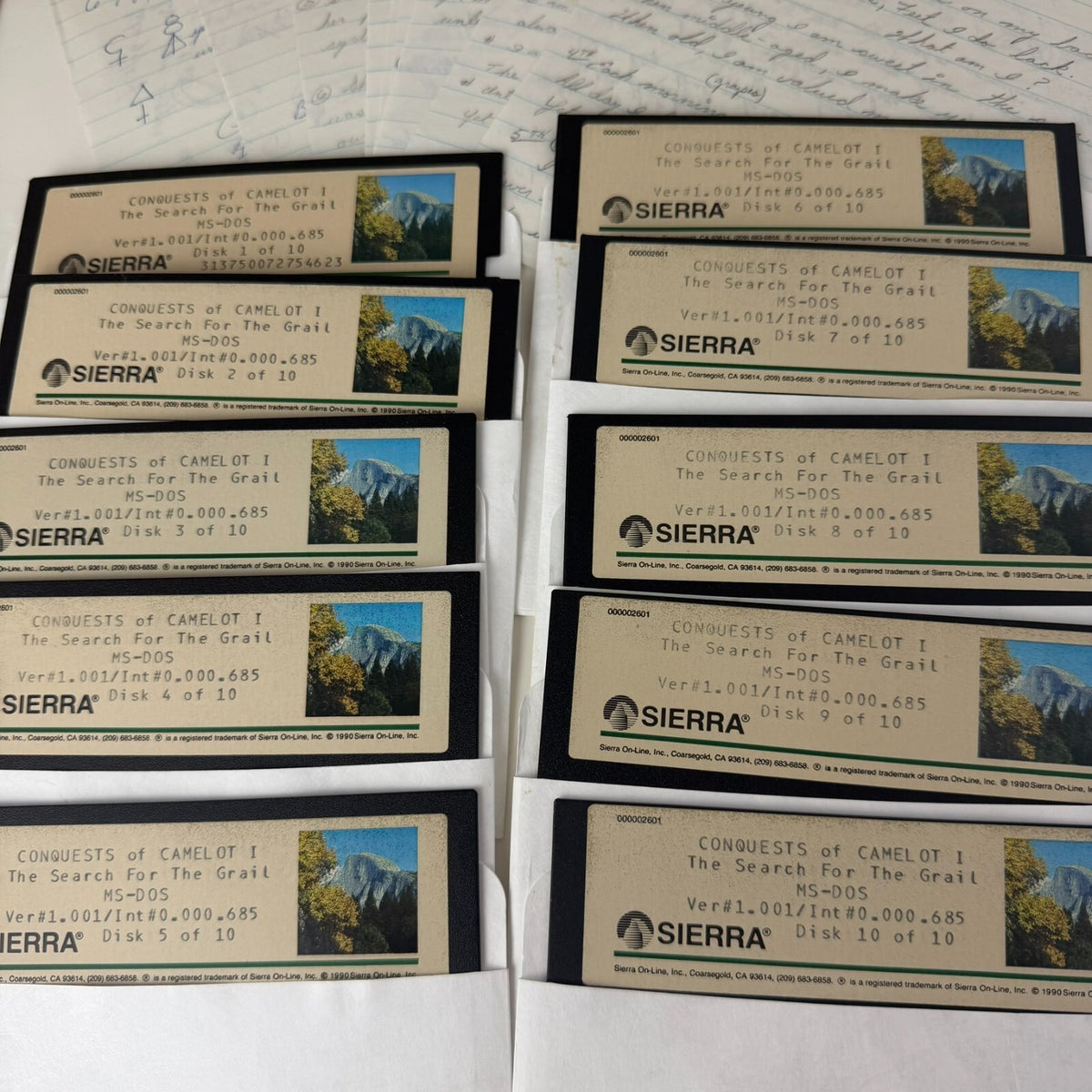 Conquests of Camelot: The Search for the Grail VTG PC Game + Handwritten Notes!