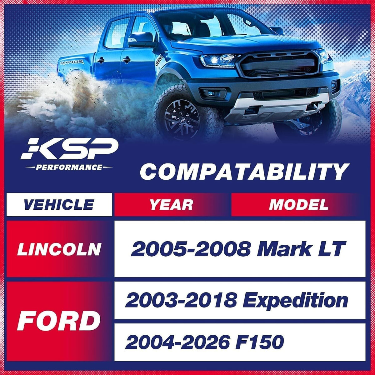KSP 3" Front Leveling Lift Kit For Ford F150 Expedition 2" Strut Spacer Billet