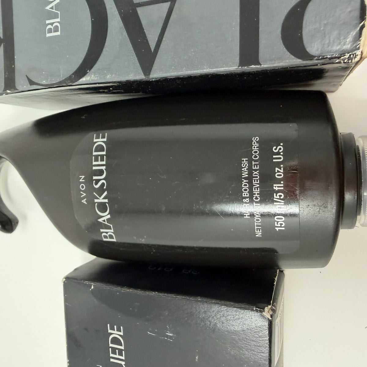Avon Black Suede Set w/ Eau De Toilette Spray 3.4, Oz Bar Soap & Hair&Body Wash