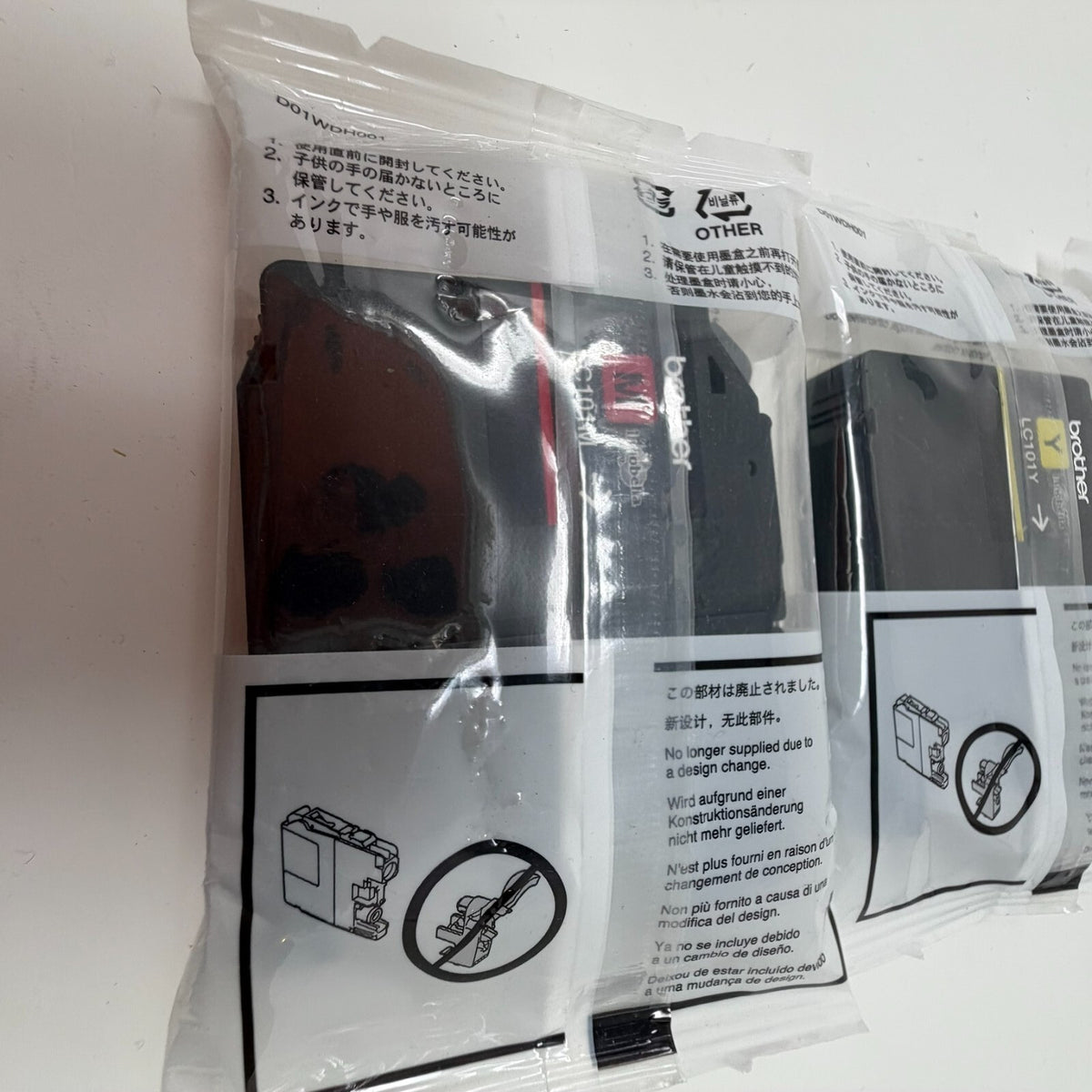 Genuine Brother LC-101 Color Ink Cartridges-for MFC-J470DW J870DW-OEM-3PK C Y M