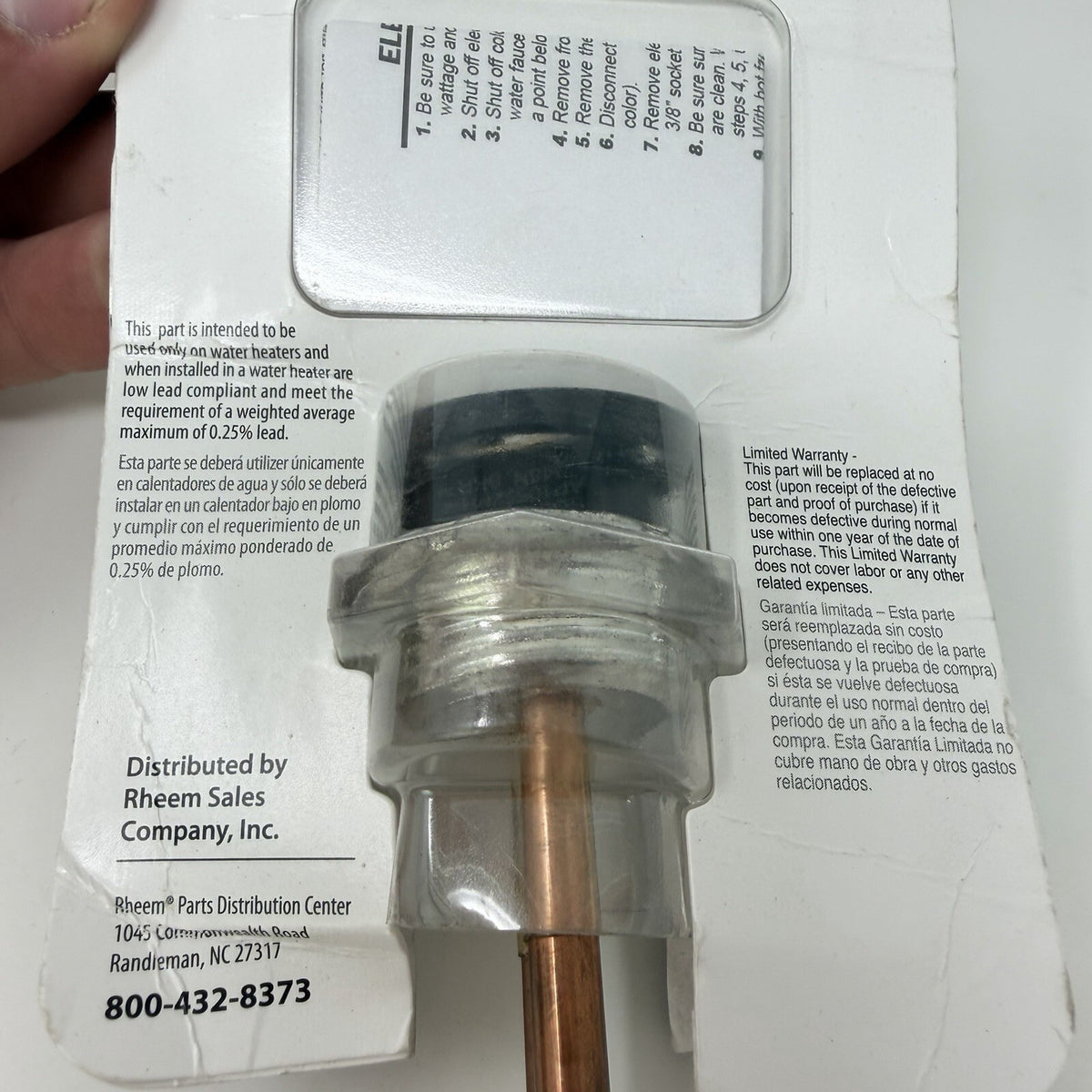 PROTECH SP10552 WATER HEATER ELEMENT REPLACEMENT FOR RHEEM, KENMORE, WHIRPOOL &