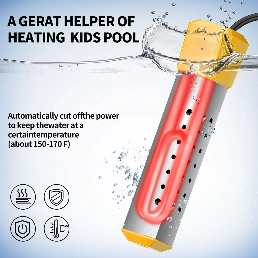 Immersion Water Heater , 2000W Portable Electric for Buckets, Tubs, Kids Pools