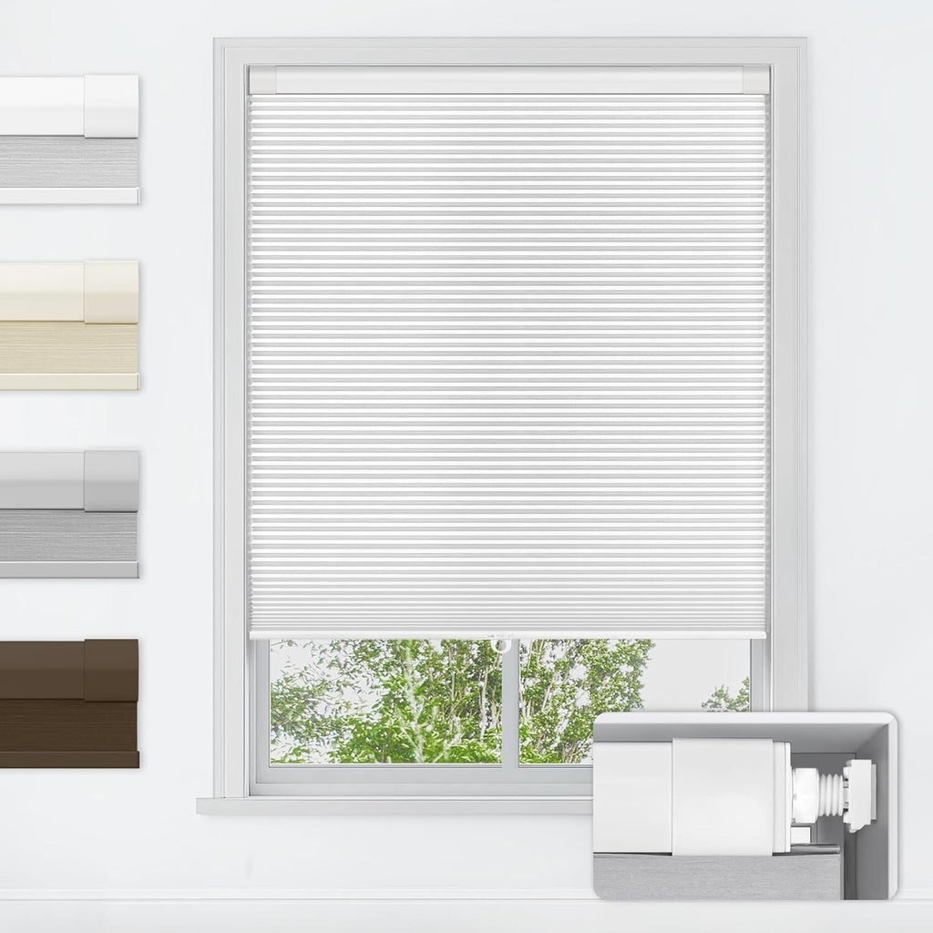 LazBlinds No Tools No Drill Cordless Cellular Shades 31" W x 36" H, White New