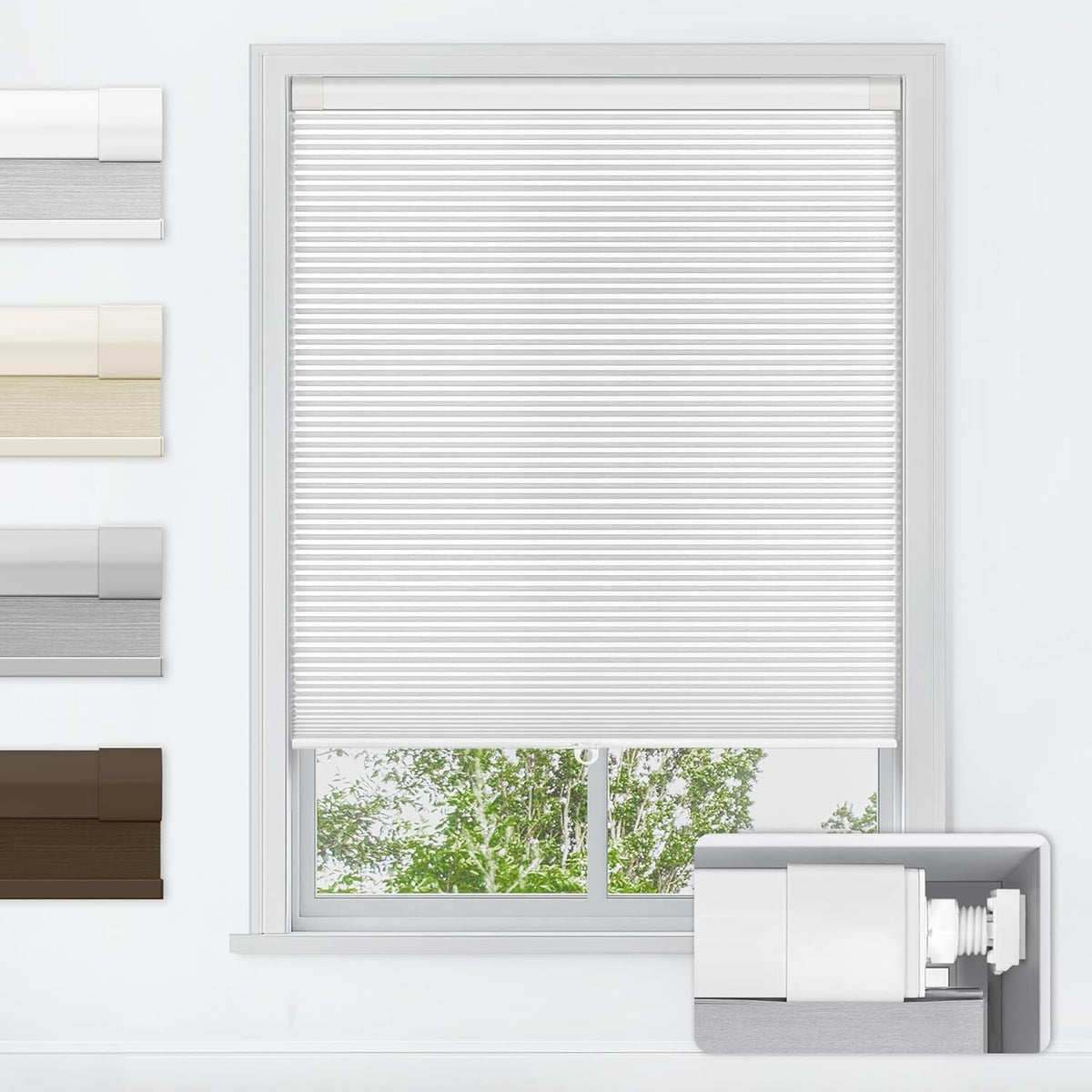 LazBlinds No Tools No Drill Cordless Cellular Shades 31" W x 36" H, White New