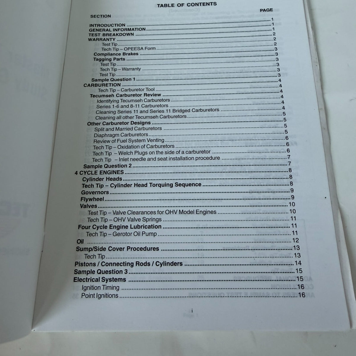 Tecumseh Master Technican Study Guide